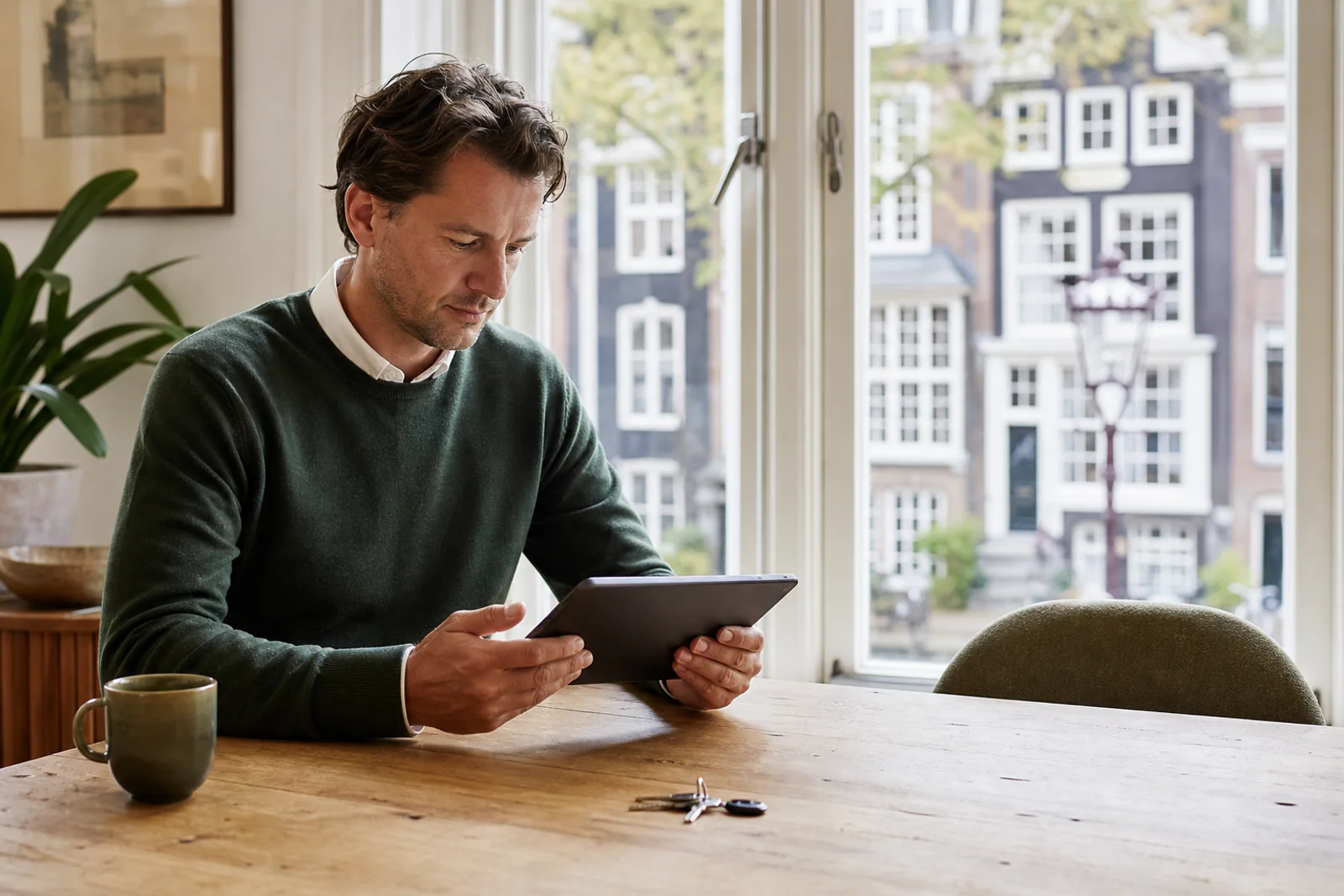 Particuliere verhuurder bekijkt zijn woningdossier